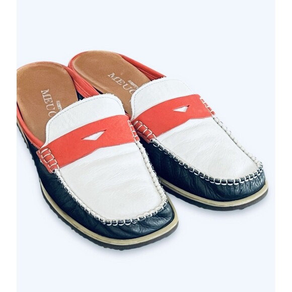 Sesto Meucci Italian Leather Slip-on Mule Loafers Red White Blue Women’s Size 6 - Picture 1 of 8